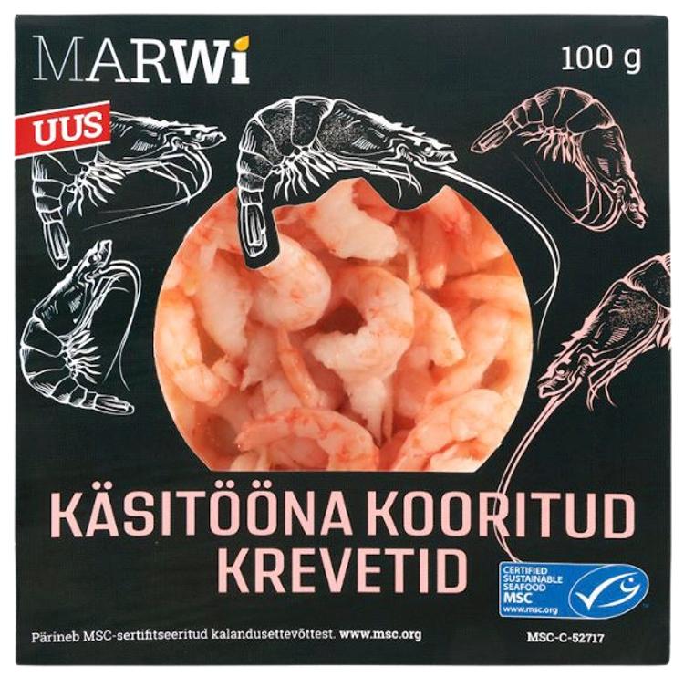KÄSITÖÖNA KOORITUD KREVETID MARWI 100G