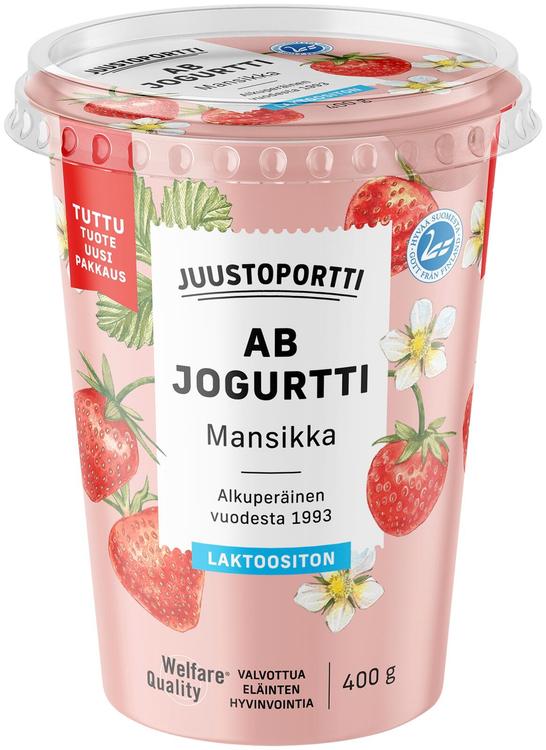 Juustoportti AB-jogurtti 400g mansikka laktoositon