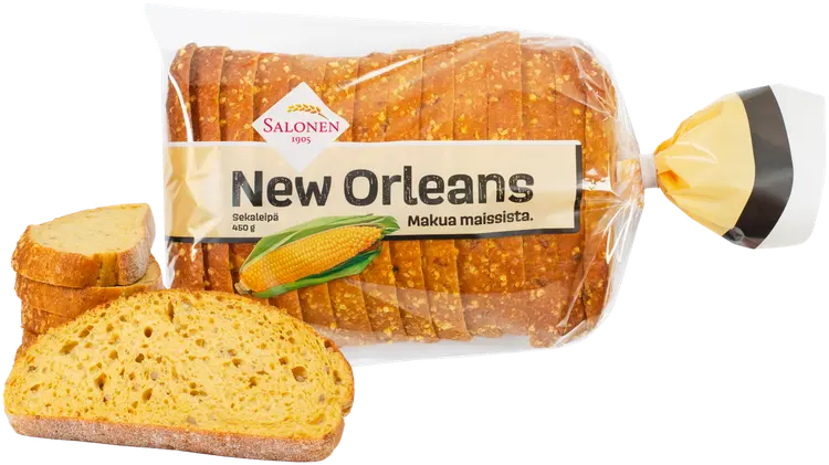 Leipomo Salonen New Orleans 450 g maissia sisältävä sekaleipä, viipaloitu