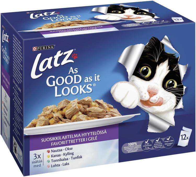 Latz 12x100g AGAIL Suosikkilajitelma Hyytelössä lajitelma 4 varianttia kissanruoka