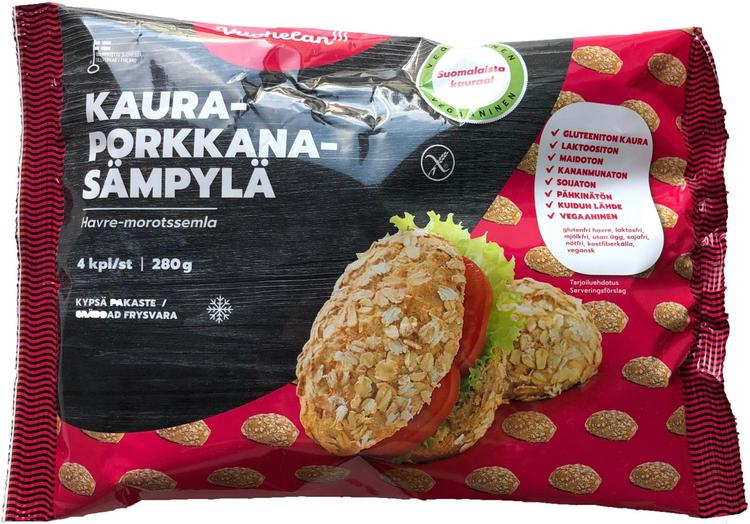Vuohelan gluteeniton Kaura-porkkanasämpylä 4/280g pakaste