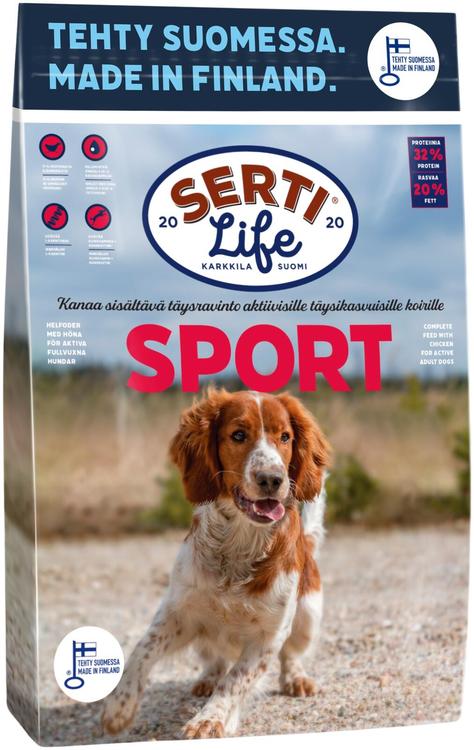 KOTIMAINEN SertiLife Sport, täysravinto aikuisille koirille 4 kg