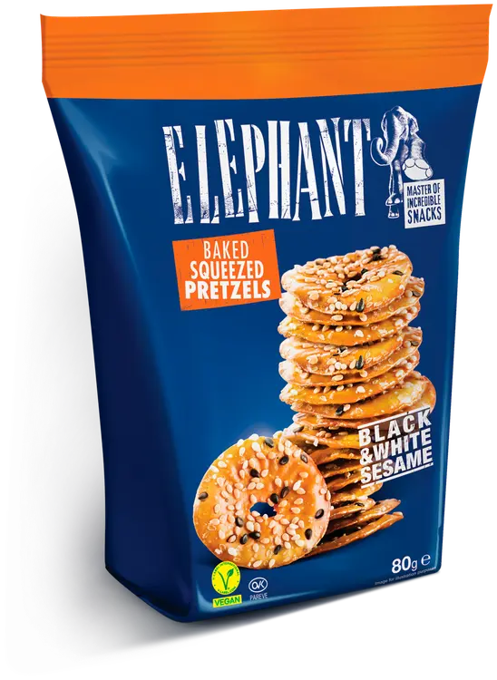 Elephant paahdetut pretzelit seesaminsiemenet veganinen 80g