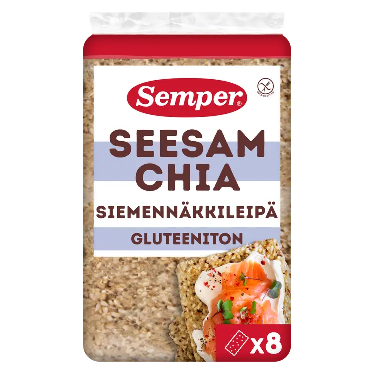 Semper Gluteeniton Siemennäkkileipä seesami kaura ja chiansiemen 170g