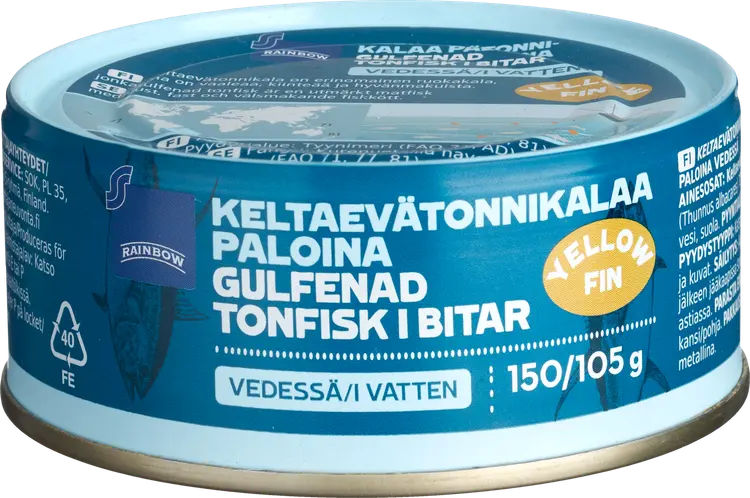 Rainbow 150/105g keltaevätonnikalaa vedessä