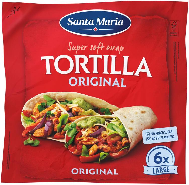 Santa Maria Tortilla Original Large vehnätortilla 6 kpl 371 g