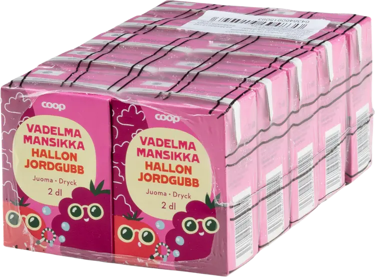 10 x Coop vadelma-mansikka juoma 2dl