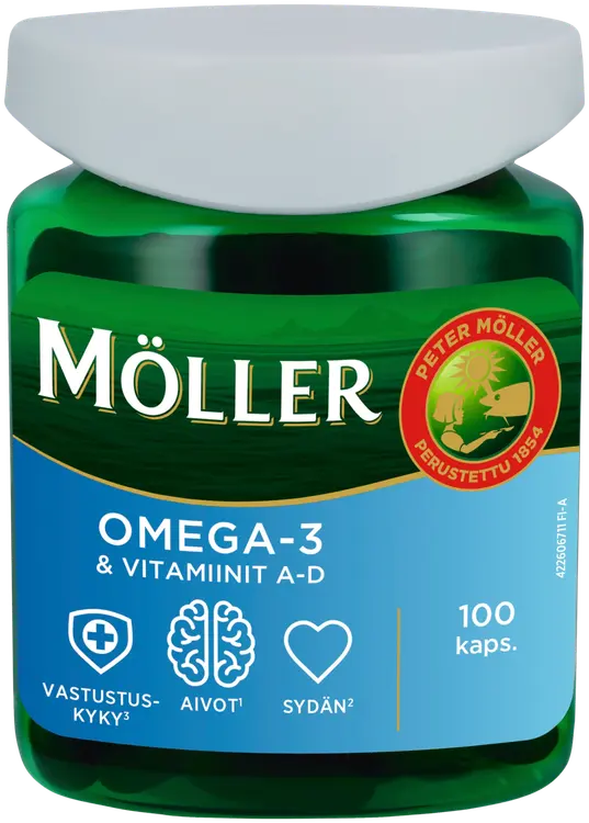 Möller Omega-3-kapseli & vitamiinit A-D 90g/100kaps
