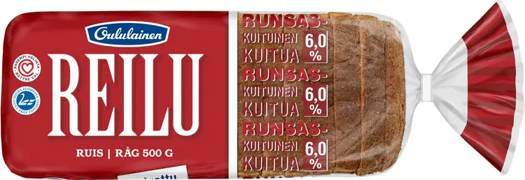 Oululainen Reilu Ruis 500g, ruisleipä