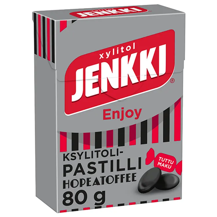 Jenkki Enjoy Hopeatoffee ksylitolipastilli 80g