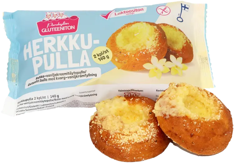 Porokylän Herkkupulla 2 kpl / 140 g gluteeniton rahka-vaniljakreemitäytepulla