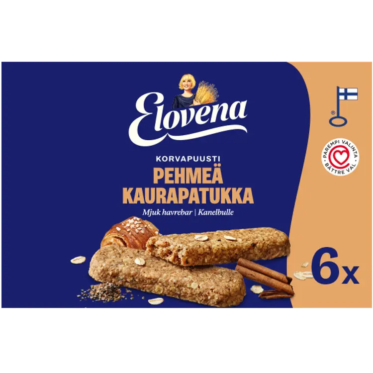 Elovena 6x30g korvapuustinmakuinen pehmeä kaurapatukka
