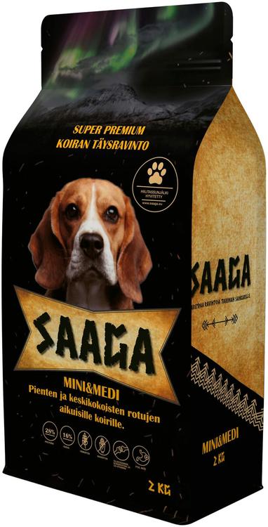 Saaga Mini & Medi täysravinto pienten ja keskikokoisten rotujen aikuisille koirille 2kg