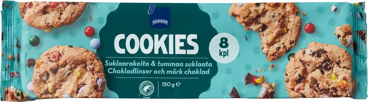 Rainbow Cookies tummasuklaa-suklaarae 150 g