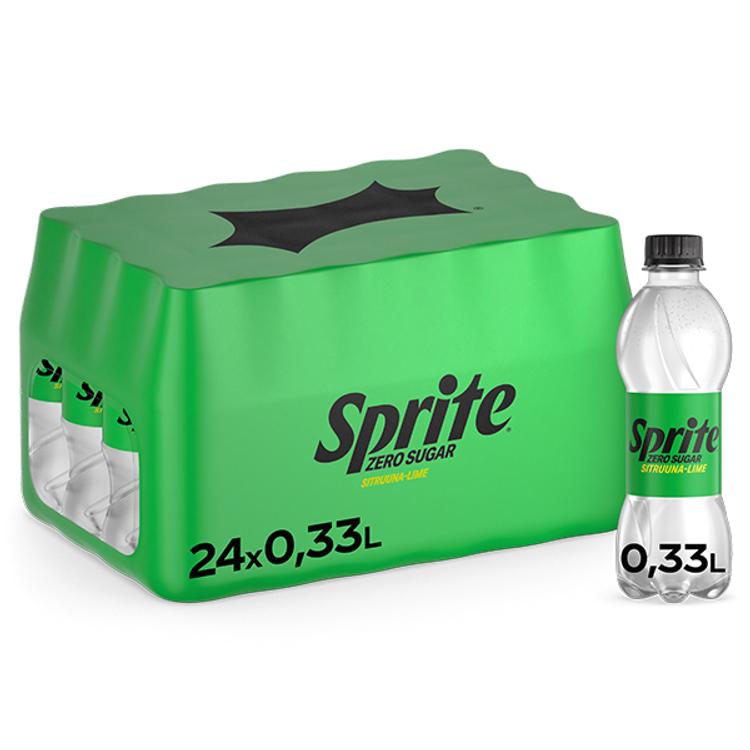 24-pack Sprite Zero Sugar Sitruuna-Lime virvoitusjuoma muovipullo 0,33 L