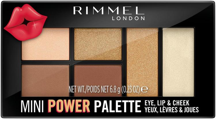 Rimmel Mini Power Palette Lip, Cheek & Eye meikkipaletti 6,8 g, 002 Sassy