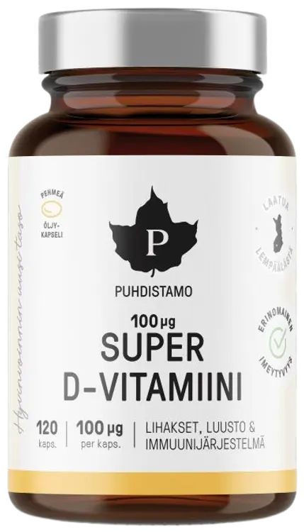 Puhdistamo Super D-vitamiini 100 µg 120 kapselia