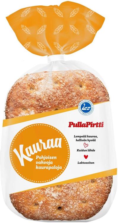 Pulla-Pirtti Kauraa 8/360g halkaistu laktoositon kuitupitoinen täysjyväkauraleipä