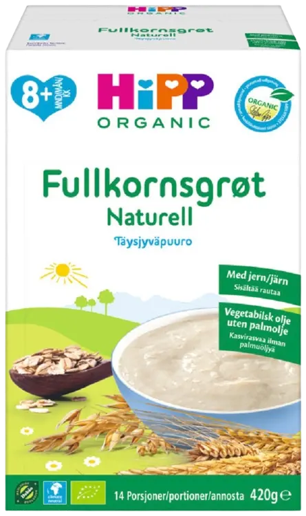 HiPP Luomu Täysjyväpuuro maustamaton 8kk 420g, 14 annosta