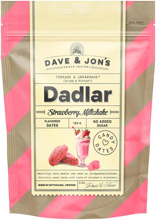 Dave & Jon´s taatelit mansikkapirtelö 125 g