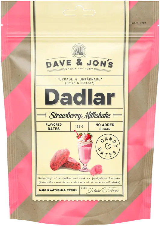 Dave&Jons taatelit mansikkapirtelö 125 g
