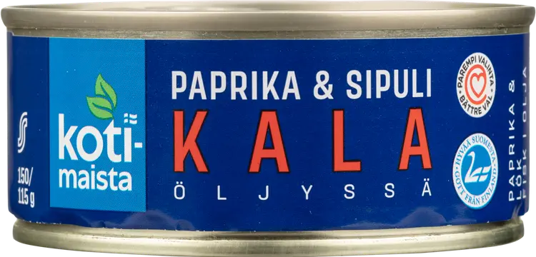 Kotimaista kala öljyssä paprika & sipuli 150 g/115 g