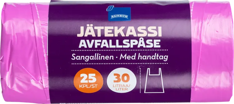 Rainbow jätekassi 30l värillinen 25kpl