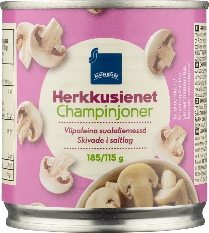 Rainbow herkkusienet viipaleina suolaliemessä 185g/115g