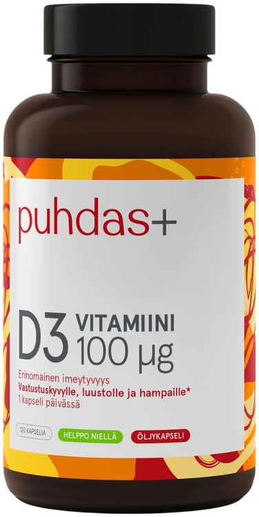 Puhdas+ D3-Vitamiini 100µg 120 kaps