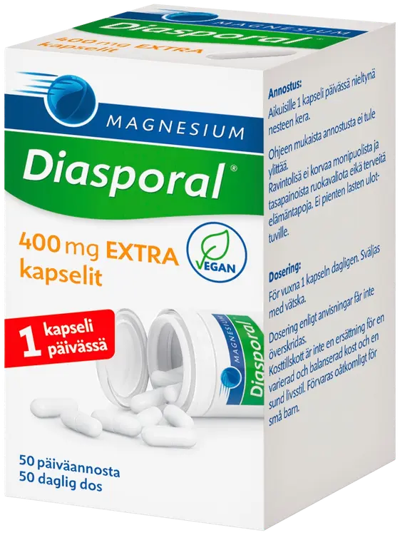 Diasporal magnesium kapseli 400mg Extra ravintolisä 41g/50kaps