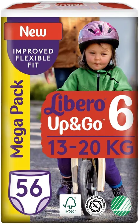 Libero Up&Go housuvaippa koko 6, 13-20 kg, 56 kpl