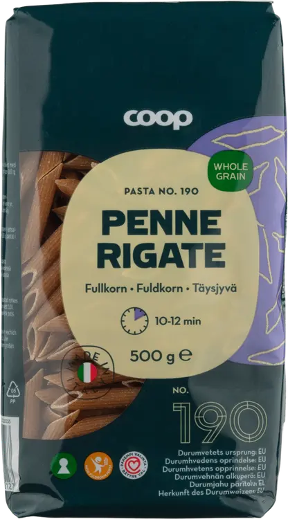Coop Penne Rigate täysjyväpasta 500 g