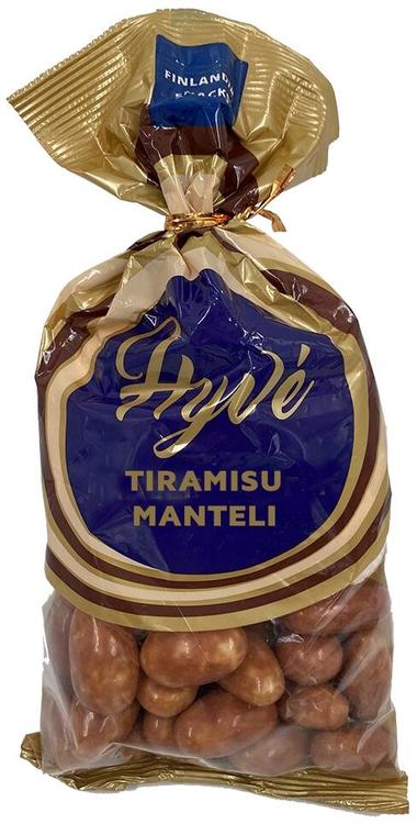 Finlandia Snacks Hyvé Tiramisumanteli 225g valko- ja maitoskuklaalla kuorrutettuja manteleita