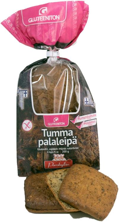 Porokylän Tumma Palaleipä 4 kpl / 200 g, gluteeniton