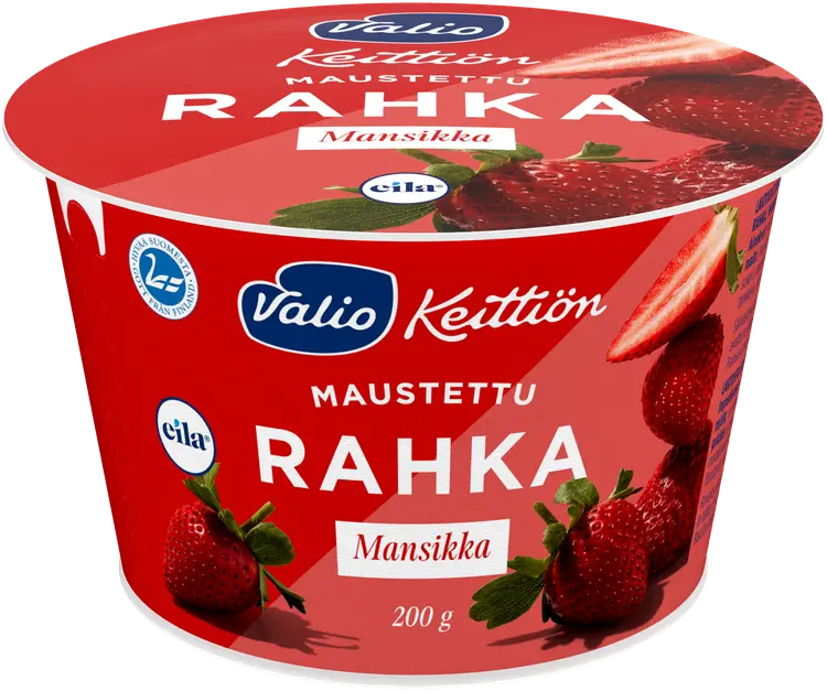Valio Keittiön maustettu rahka 200 g mansikka laktoositon
