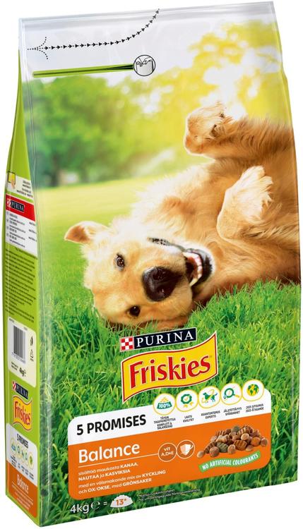 Friskies 4kg Balance kanaa ja kasviksia koiranruoka