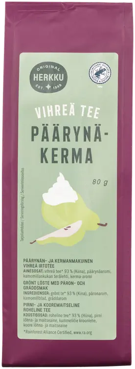 Herkku vihreä tee päärynä-kerma 80 g