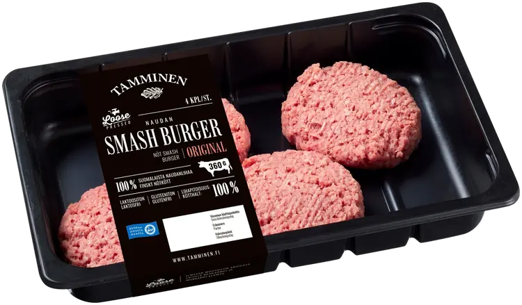 Tamminen naudan Smash burger 4kpl 360g
