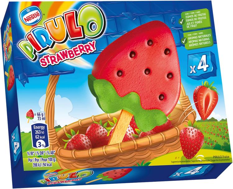 Pirulo Strawberry limonadijääpuikko monipakkaus 4x66g/73ml