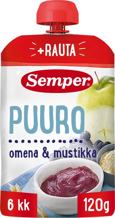 Semper Puuro Omena & mustikka 6kk käyttövalmis lastenpuuro 120g