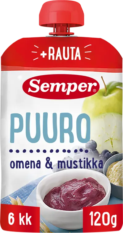 Semper Puuro Omena & mustikka 6kk käyttövalmis lastenpuuro 120g