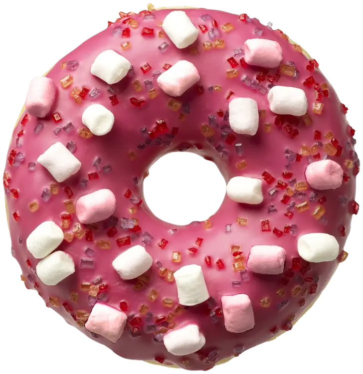 Donut Worry Be Happy mansikanmakuinen vaahtokarkki donitsi 58g