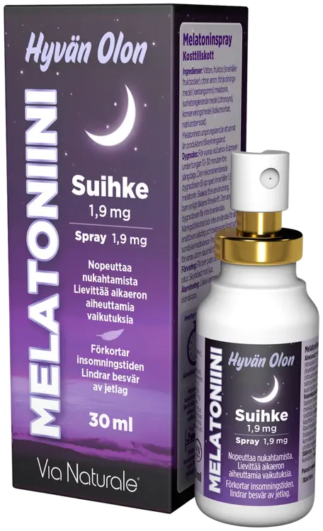 Hyvän Olon Melatoniinisuihke 1,9 mg 30 ml Via Naturale