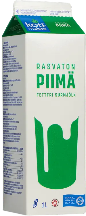 Kotimaista rasvaton piimä 1l