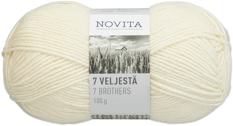 Novita 7 veljestä 100g luonnonvalkoinen 010