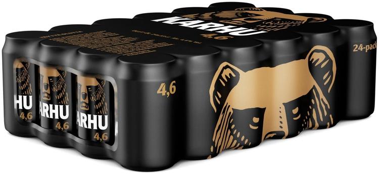 24-pack Karhu Lager olut 4,6% tölkki 0,33 L