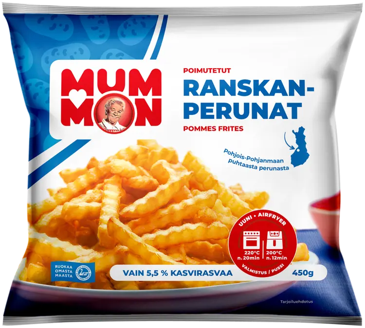 Mummon poimutetut Ranskanperunat 450 g, pakaste
