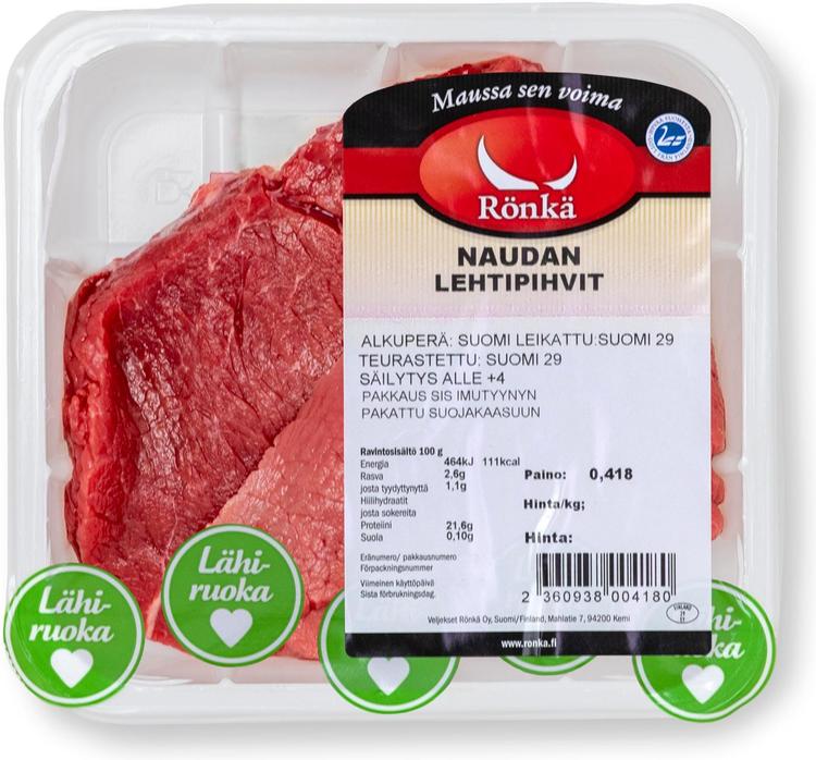 Rönkä Naudan lehtipihvit n.400g