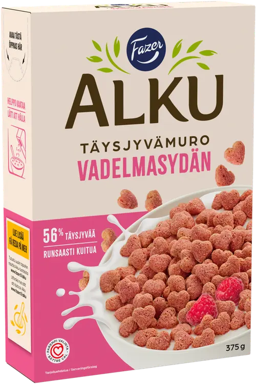 Fazer Alku Vadelmasydän täysjyvämuro 375 g