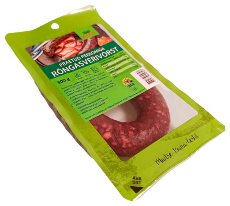 Praetud peekoniga rõngasverivorst 300 g